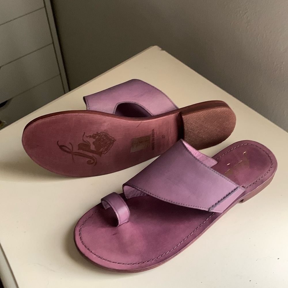Free People Lavender Purple Leather Slide Sandals